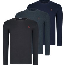 Dewberry Üçlü Set T8588 Dewberry Yuvarlak Yaka Erkek -Siyah-Antrasit-Lacivert