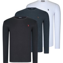Dewberry Üçlü Set T8588 Dewberry Yuvarlak Yaka Erkek -Siyah-Beyaz-Antrasit