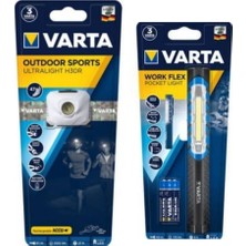 Varta 18631 Şarjlı Kafa Feneri + 17647 Work Flex Fener Ayds