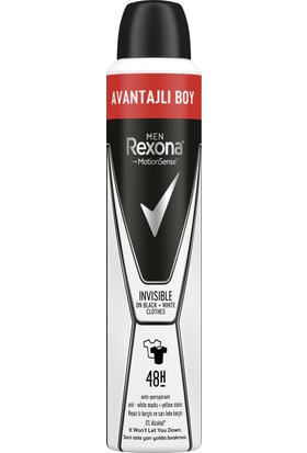 Rexona Invisible Black White Erkek Sprey Deodorant 200 ml
