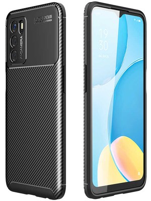 CoverZone Oppo A16 Kılıf Karbon Delüx Tpu Silikon Siyah