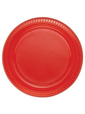 Ozcmax  Kırmızı Renkli Plastik Tabak 22 cm 25LI