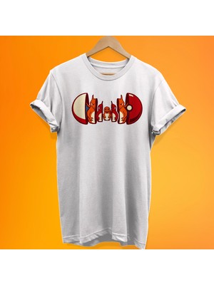 Remonz Pokemon Charmender Matruşka Baskılı %100 Pamuk Oversize T-Shirt Büyük Beden Tişört