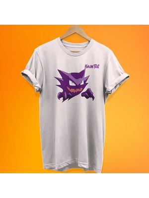Remonz Pokemon Haunter Baskılı %100 Pamuk Oversize T-Shirt Büyük Beden Tişört