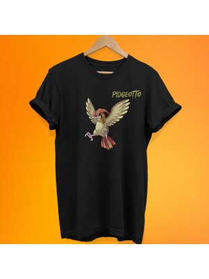 Remonz Pokemon Pidgeotto Baskılı %100 Pamuk Oversize T-Shirt Büyük Beden Tişört