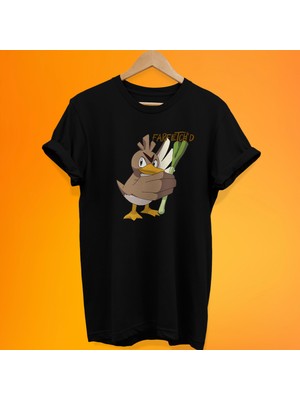 Remonz Pokemon Farfetch'd Baskılı %100 Pamuk Oversize T-Shirt Büyük Beden Tişört