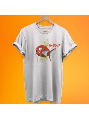 Remonz Pokemon Magikarp Baskılı %100 Pamuk Oversize T-Shirt Büyük Beden Tişört