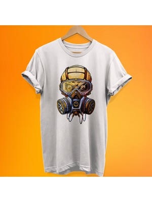 Remonz Maskeli Kuru Kafa Baskılı %100 Pamuk Oversize T-Shirt Büyük Beden Tişörtrsize T Shirt