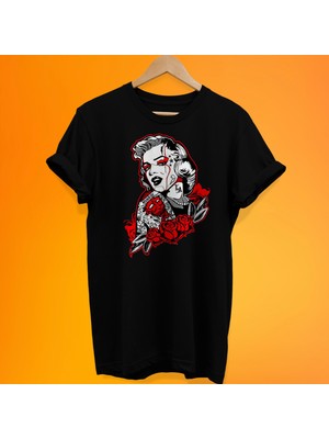 Remonz Marilyn Manson Baskılı %100 Pamuk Oversize T-Shirt Büyük Beden Tişört
