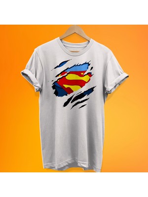 Remonz Superman Baskılı %100 Pamuk Oversize T-Shirt Büyük Beden Tişört