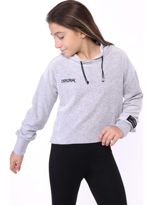 Toontoy Kids Toontoy Kız Çocuk Kapüşonlu Kadife Sweatshirt