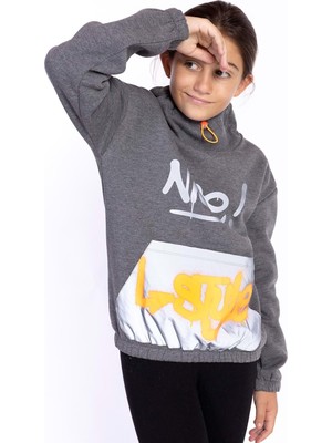 Toontoy Kids Toontoy Kız Çocuk Bol Yaka Reklektörlü Kanguru Cepli Sweatshirt