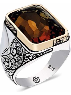 ​gümüş Akik Taşlı Köşeli Erkek Yüzük