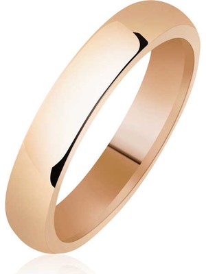 Gumush 4 mm Düz Bombeli Rose Gümüş Alyans