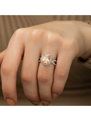 Gumush Gümüş Baget Kare Bayan Yüzük