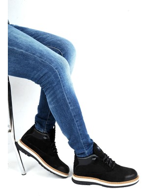 Pierre Cardin 77534 Siyah Nubuk %100 Deri Kışık Erkek Bot