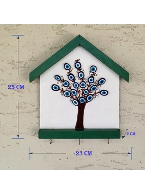 Binbir Trend Nazar Boncuklu Anahtarlık Anahtar Askısı ve Taş Boyama, Ahşap Duvar Süsü GB-019