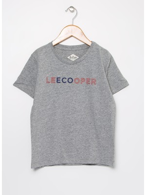 Lee Cooper 202 Lcg 242007 Bisiklet Yaka Düz Gri Melanj Kız Çocuk T-Shirt