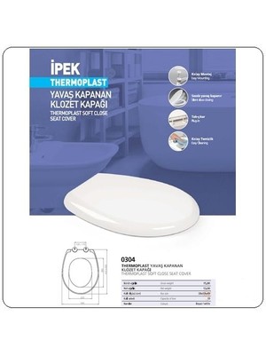 Nkp Ipek Thermoplast Yavaş Kapanır Üstten Sıkmalı Klozet Kapağı