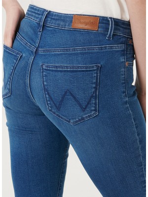 WRANGLER Kadın Mavi Skinny Fit Denim Esnek Jean Kot Pantolon