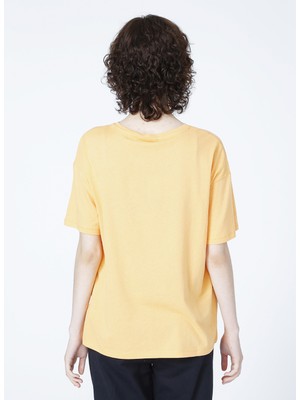 North Of Novy Yuvarlak Yaka Yarım Kol Baskı Desenli Turuncu Kadın T-Shirt