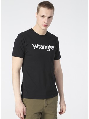 Wrangler Logo Erkek Siyah Bisiklet Yaka Tişört