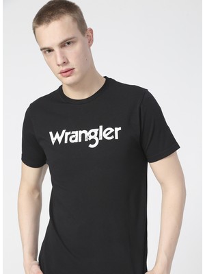 Wrangler Logo Erkek Siyah Bisiklet Yaka Tişört