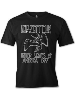 T-Shirt LED Zeppelin - 1977 Siyah Erkek Tshirt