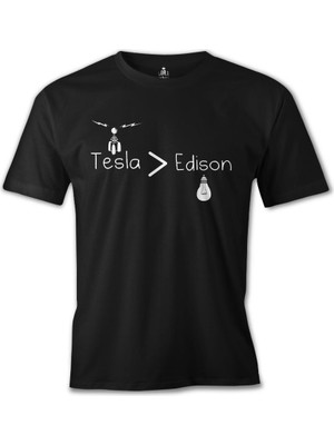 T-Shirt Tesla & Edison Siyah Erkek Tshirt