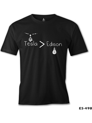 T-Shirt Tesla & Edison Siyah Erkek Tshirt