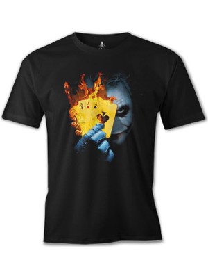 T-Shirt Joker - Cards In Fire Siyah Erkek Tshirt