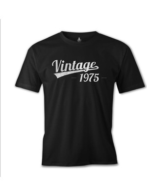 T-Shirt Vintage 1975 Siyah Erkek Tshirt