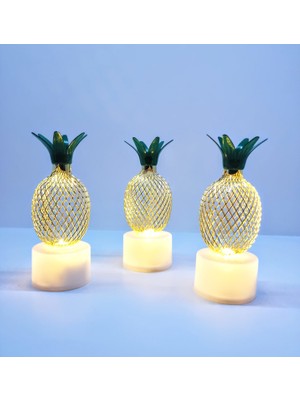 Mobgift 3’lü Mini Metal Ananas Masa/Gece Lambası (Gold)