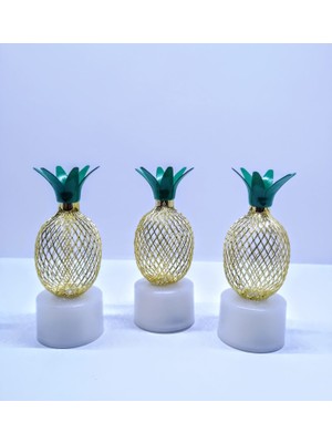 Mobgift 3’lü Mini Metal Ananas Masa/Gece Lambası (Gold)