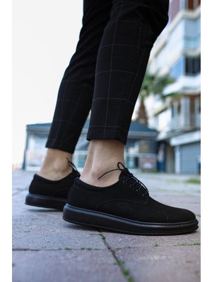 Xon1 Klasik Erkek Ayakkabı 001 Siyah Süet (Siyah Taban)