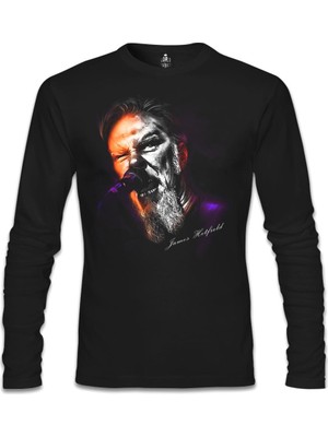 Llord T-Shirt Llordd T-Shirt Metallica - James Microphone Siyah Erkek SweaT-Shirt