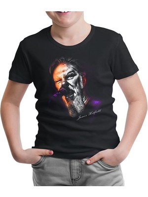Llord T-Shirt Llordd T-Shirt Metallica - James Microphone Siyah Çocuk T-Shirt