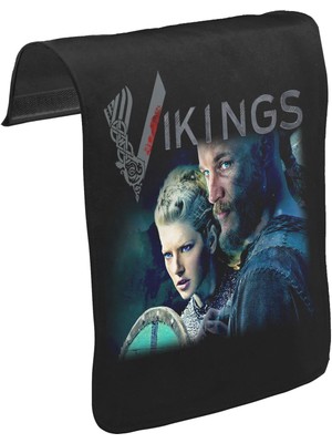 Lord T-Shirt T-Shirt T-Shirt Vikings - Ragnar & Lagertha Unisex Siyah Tak-Çıkar Postacı Çanta Kapağı CK-859