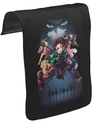 Lord T-Shirt T-Shirt T-Shirt Demon Slayer Unisex Siyah Tak-Çıkar Postacı Çanta Kapağı CK-1610