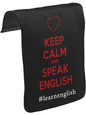 Lord T-Shirt T-Shirt T-Shirt Keep Calm And Speak English Unisex Siyah Tak-Çıkar Postacı Çanta Kapağı CK-1393