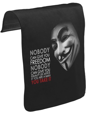 Lord T-Shirt T-Shirt T-Shirt Vandetta - Freedom Unisex Siyah Tak-Çıkar Postacı Çanta Kapağı CK-774