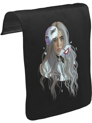 Lord T-Shirt T-Shirt T-Shirt Billie Eilish - Mask Unisex Siyah Tak-Çıkar Postacı Çanta Kapağı CK-1680