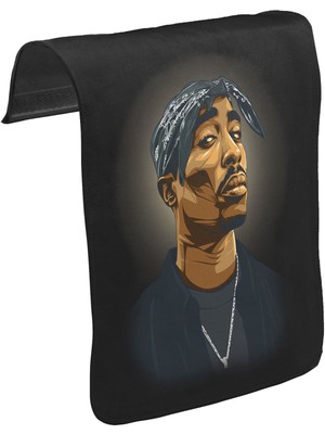 Lord T-Shirt T-Shirt T-Shirt Tupac Shakur - Necklace Unisex Siyah Tak-Çıkar Postacı Çanta Kapağı CK-1548