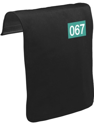 Lord T-Shirt T-Shirt T-Shirt Squid Game-Number 067 Göğüs Logo Unisex Siyah Tak-Çıkar Postacı Çanta Kapağı CK-1756