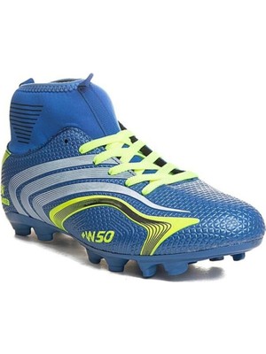 Walked Çoraplı Krampon Erkek Çocuklar İçin Mavisarı Futbol Ayakkabısı Hafif Taban