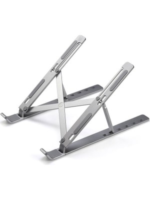Smartgift Tek Katlı Ayarlanabilir Notebook Laptop Alüminyum Stand- Gümüş