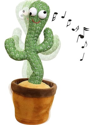 Kakusan Dans Eden Kaktüs Oyuncak & Talk-Back Tekrar Mimik ve Konuşma Özellikli Yeşil