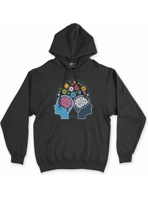 Cix Cix Mindful Düşünce Siyah Kapşonlu Sweatshirt Hoodie