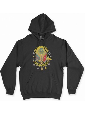 Cix Cix Osmanlı Armalı Siyah Kapşonlu Sweatshirt Hoodie