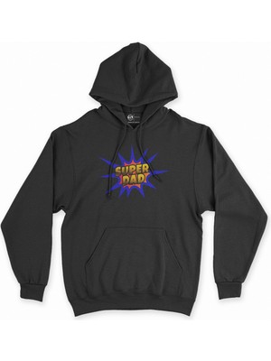 Cix Cix Süper Baba Siyah Kapşonlu Sweatshirt Hoodie